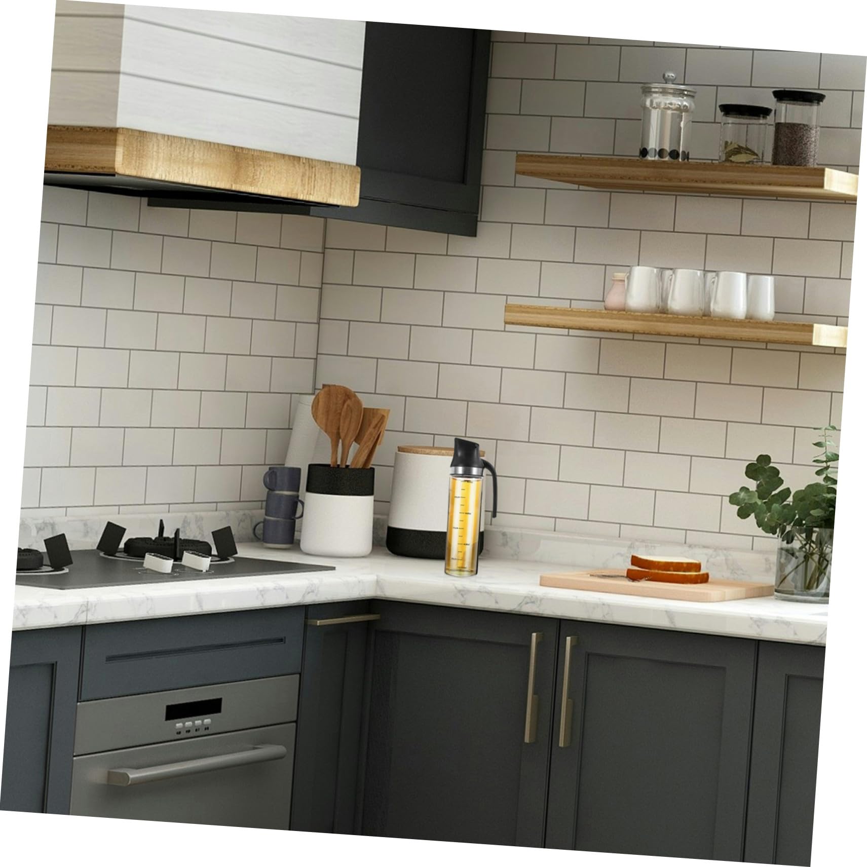COLLBATH Aceitera de Vidrio con Apertura Automática Dispensador Antigoteo y Escala Botella para Aceite Vinagre y Salsa para Cocina Diseño Antideslizante y Hermético Capacidad Grande para