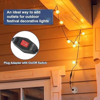 Feekoon 1 Pack 3 Prong Light Socket Outlet Adapter with On/Off Switch