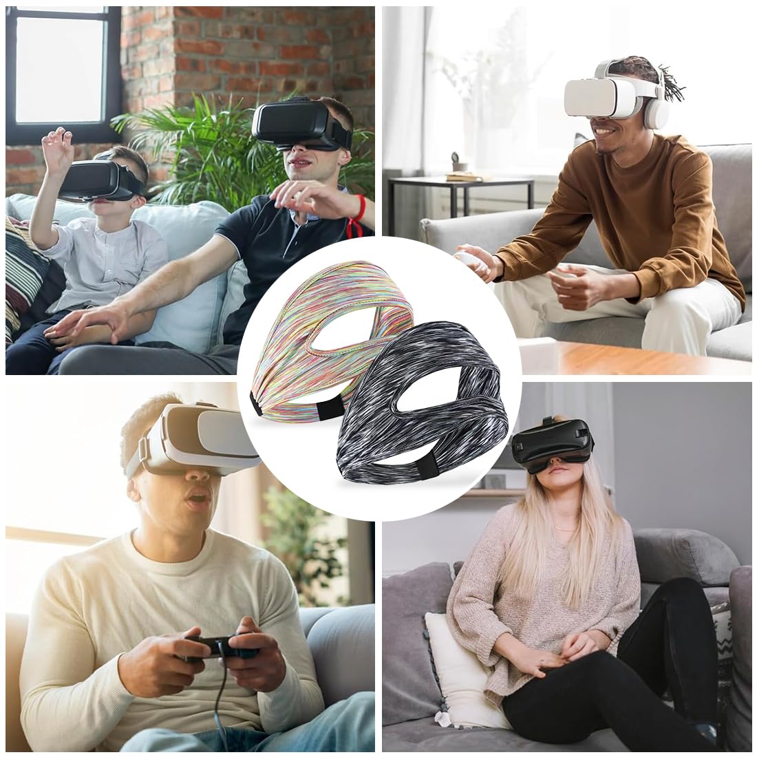 2 Pezzi VR Maschera per Occhi per Meta Quest 3/Quest 3S, VR Traspirante Maschera, Lavabile VR mascher, per PS VR2/Meta Quest Pro/Meta Quest 2/Oculus Quest 2/HTC Vive (Grigio+Colore)