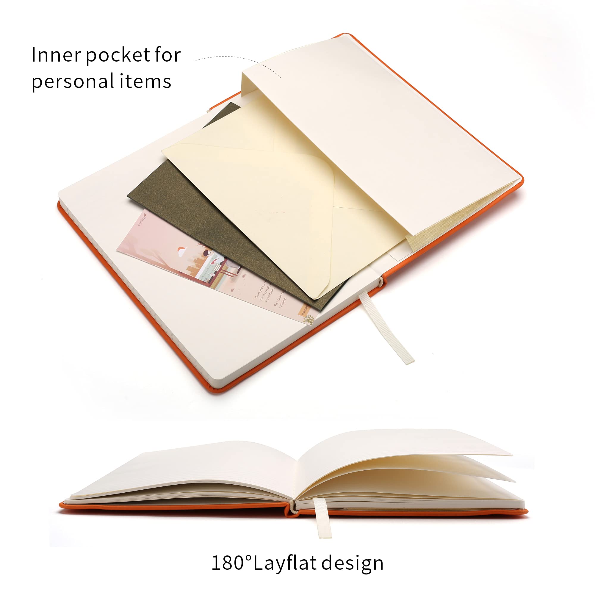 Deziliao DE0005JU Klassisches Hardcover Notizbuch mit Stiftschlaufe, College liniert, Schreibtagebuch, dickes 100 g/m² liniertes Papier, Luxus-Geschenkbox, 13,2 x 21,6 cm