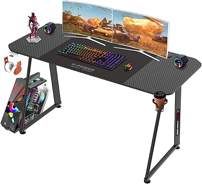 U-POWER Gaming Desk [Supervised by Japanese Manufacturers], Computer Desk, Width 55.1 x Depth 23.6 inches (140 x 60 cm), PC Desk, Study Desk, Work Desk