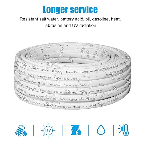 Miniatura 5 de Cable marino triplex de calibre 16, cable de cobre estañado para barco, 100 pies 16 AWG estándar USA OFC alambre de cobre libre de oxígeno para