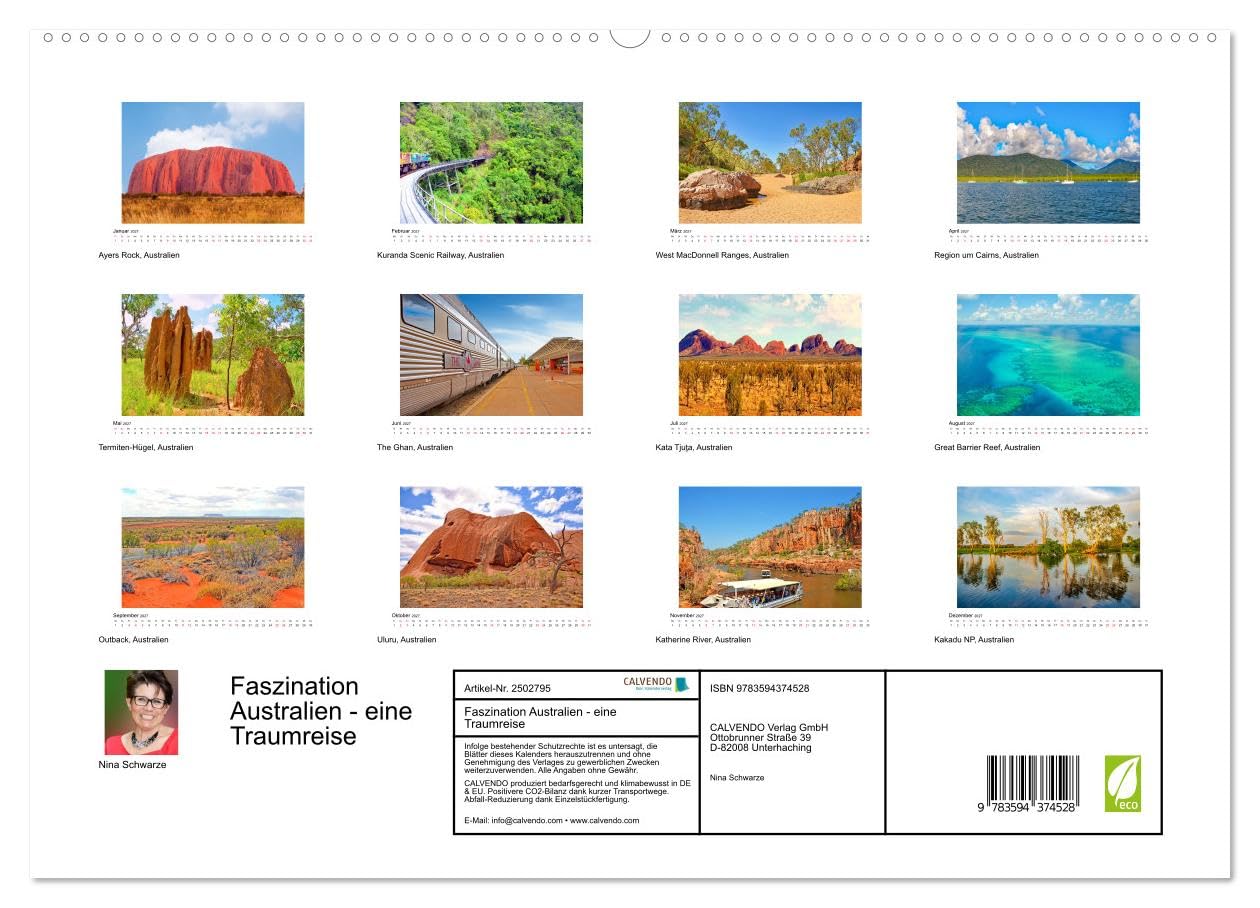 CALVENDO · Faszination Australien - eine Traumreise (Kalender 2027) | DIN A2 Querformat · Wandkalender · Down Under · kontrastreiche Landschaften zwischen dem Indischen und dem Pazifischen Ozean