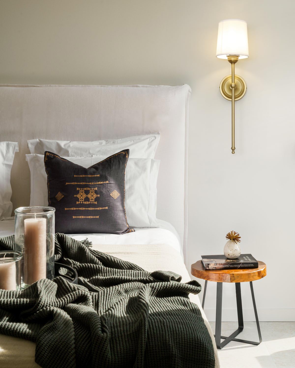 Yosoan Wandleuchte mit Stoffschirme Lampe Wandlampe Modern Wandleuchten mit E27 für Spiegel, Wohnzimmer, Schlafzimmer und Treppe (2 Stk mit antike Metal und weißem Stoffschirme)