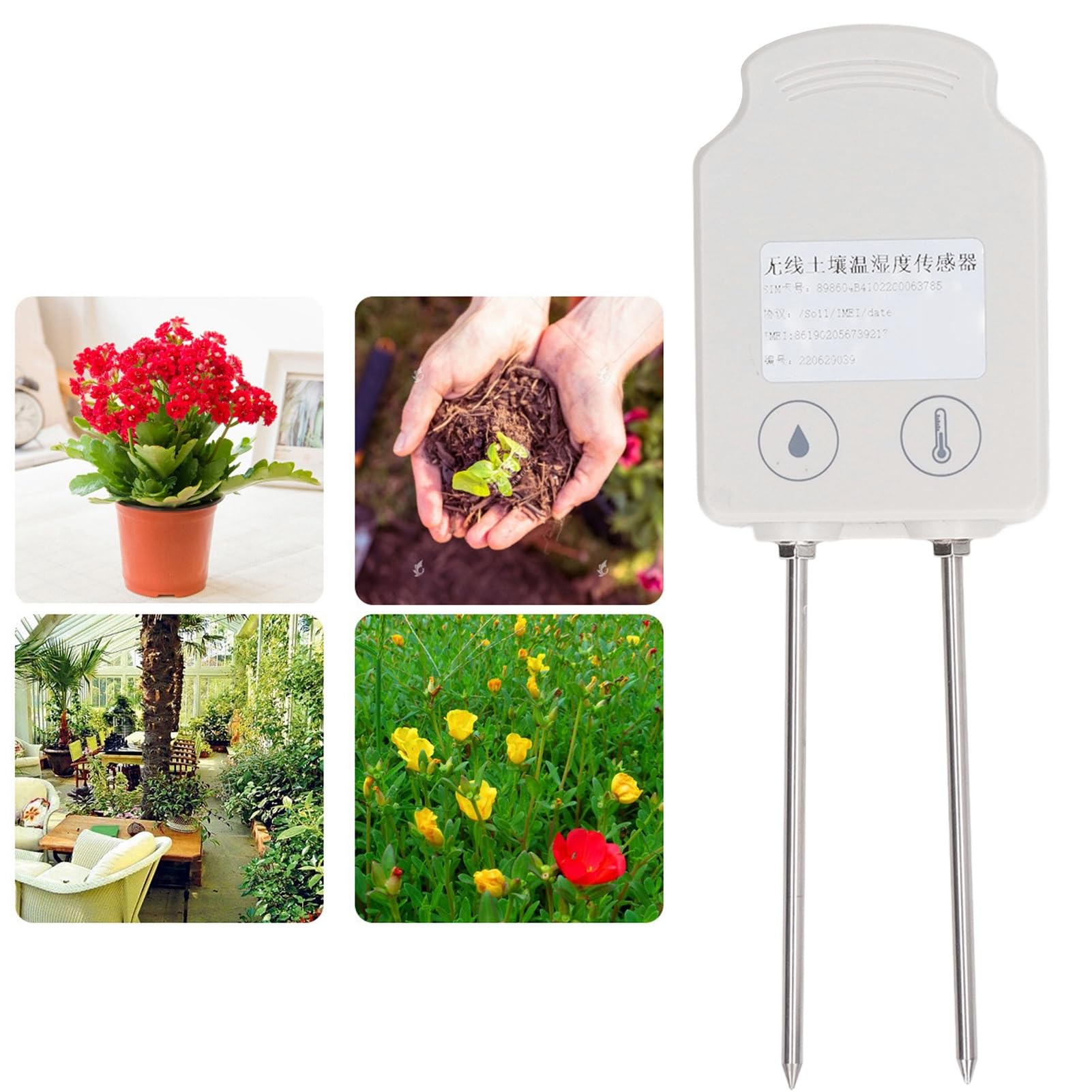 Sensore di umidità del terreno di rilevatore di temperatura wireless con son 10 cm per la serra e l'irrigazione del risparmio idrico