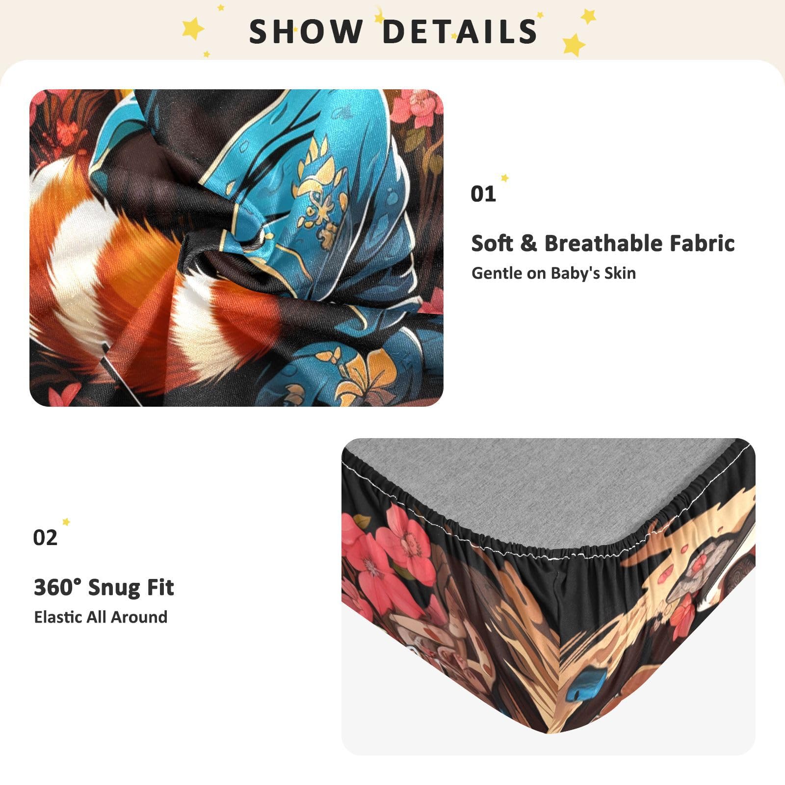 Flor Panda Roja Japonesa Sábana de Cuna para Niños Pequeños,Sábanas de Algodón Suave para Bebés Aptas para Colchón Corralito