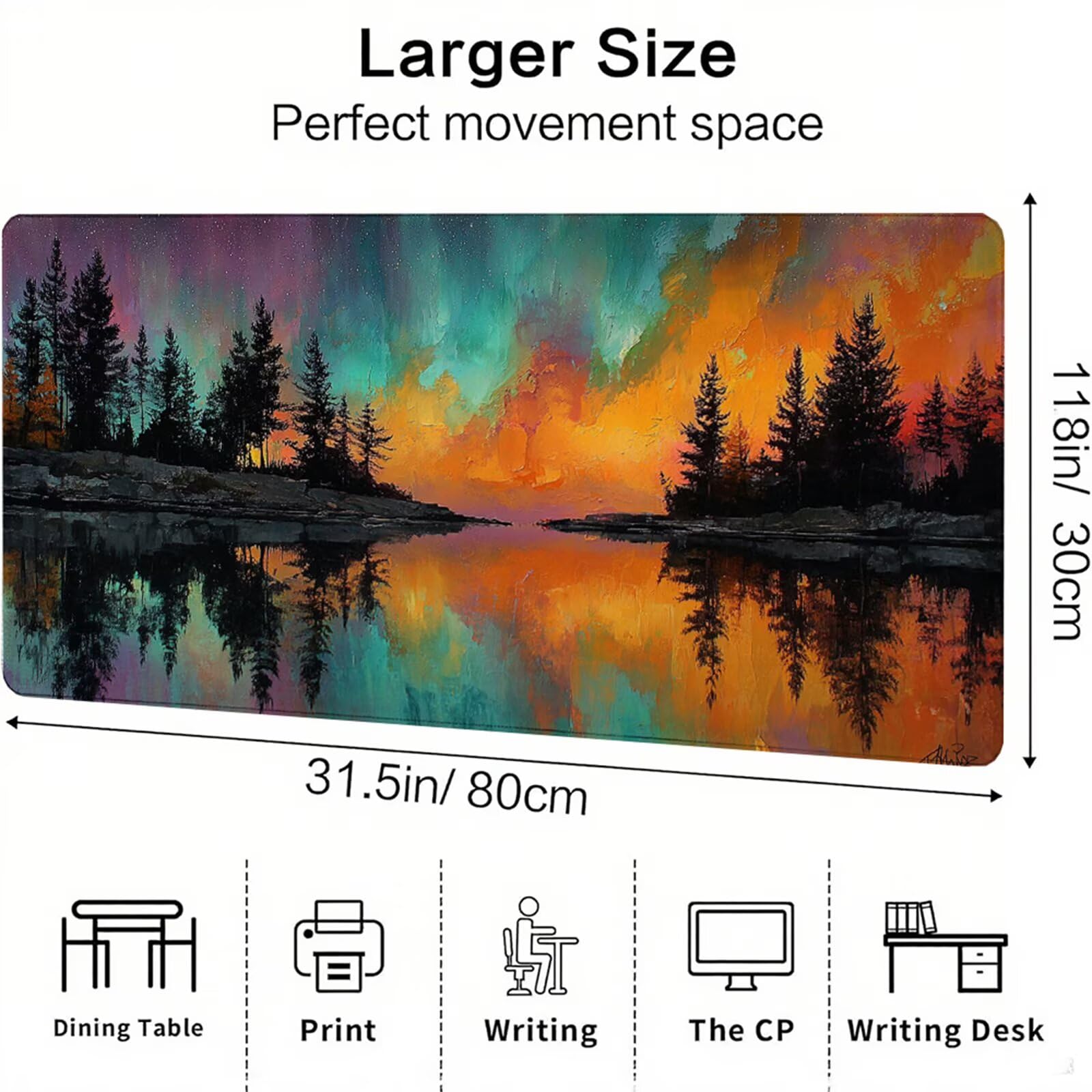 Kolorowa podkładka pod mysz XXL 1600 x 800 x 3 mm krajobraz pod ręką akcesoria biurowe antypoślizgowa gumowa podstawa i zszyte krawędzie podkładka pod mysz dla graczy do dekoracji biura dekoracyjnego