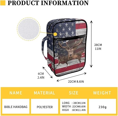 Miniatura 3 de Suobstales Fundas para la Biblia para mujereshombres, fundas para la Biblia, organizador de libros, bolsa de estudio con asa y cremallera, Bandera