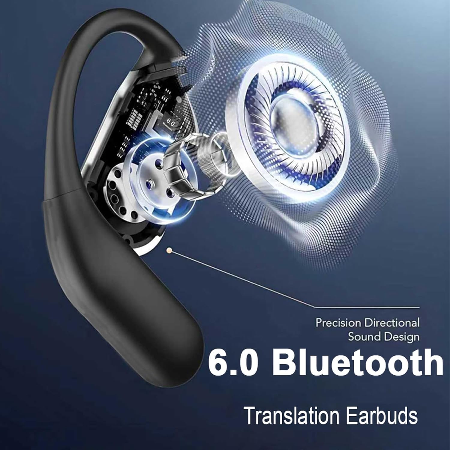AI Translation Earbuds Real Time,156 Language Translator Earbuds,Bluetooth 6.0 Open Ear Headphones with Magnetic Protection Case with Active Noise Cancellation，3-in-1 Translating Device。(Skin)