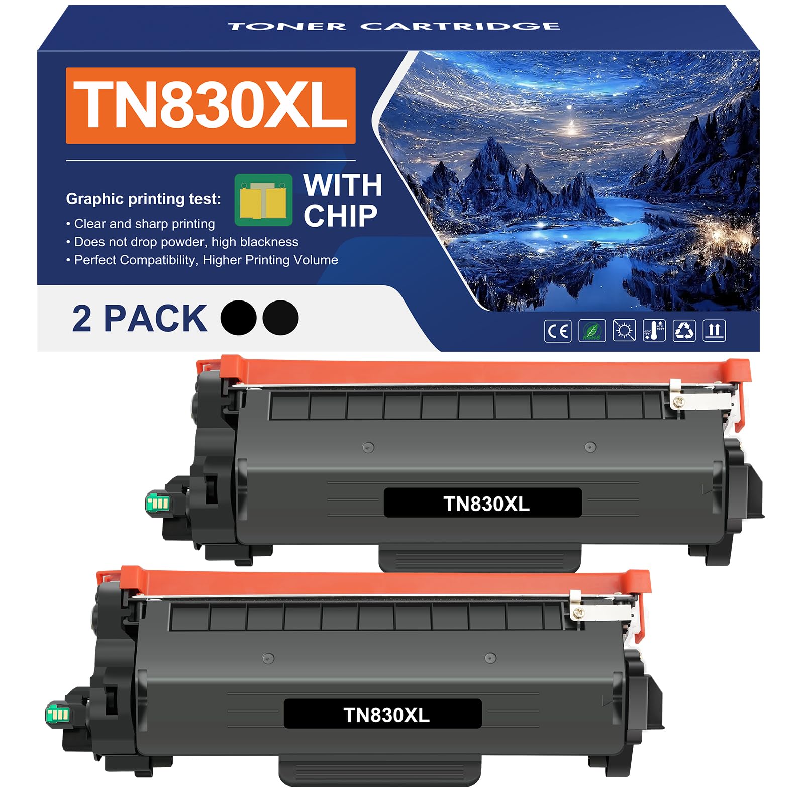 TN830XL TN830 XL/V/R TN830 830 Toner for Brother Printer HL-L2460DW DCP-L2640DW MFC-L2820DW Replacement for Brother TN830XL TN-830XL Cartridge