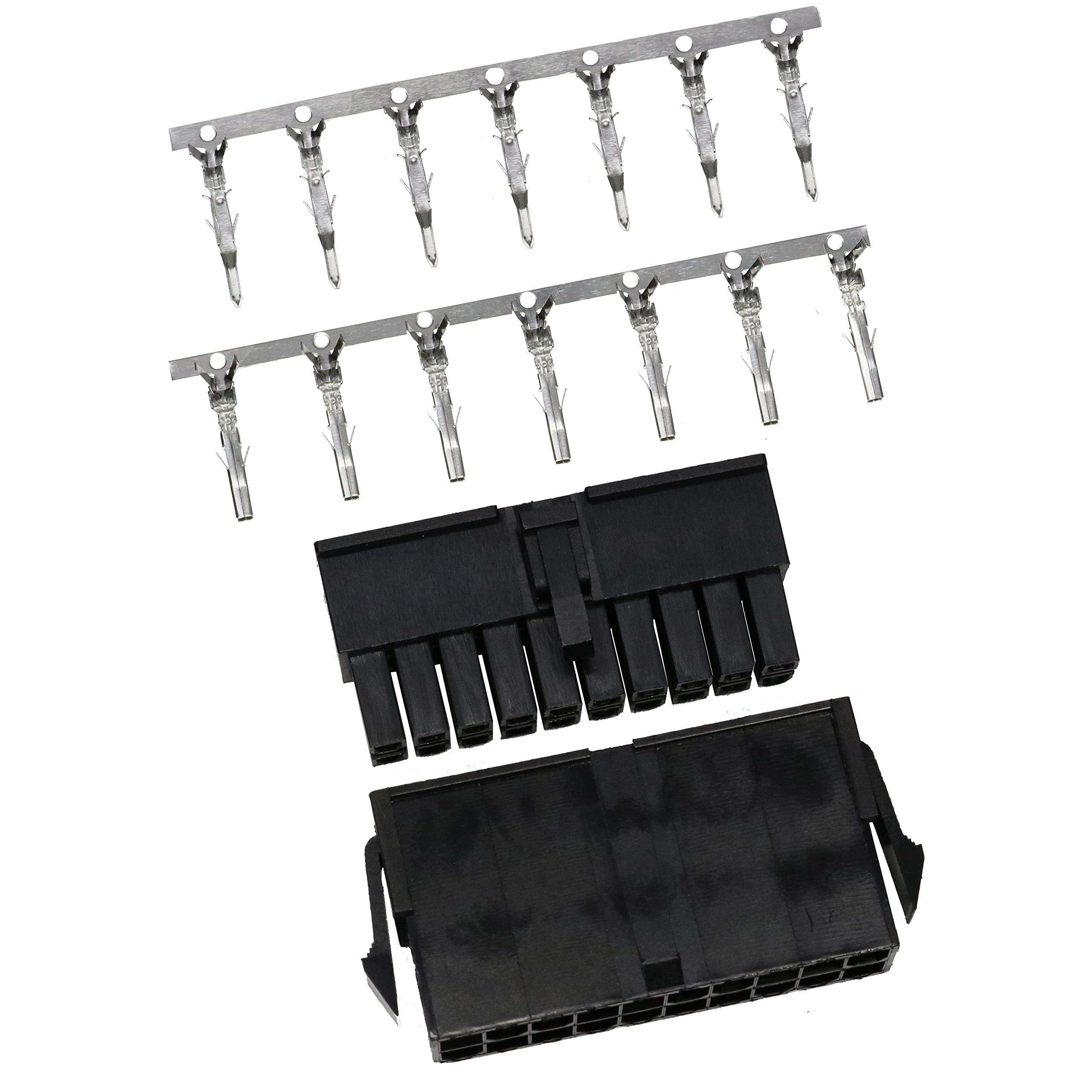 5557/5559 Double Row 4.2mm Black 20-pin Wire-to-Wire Crimp Connector Plug + Wire Socket + Crimps, Pack of 10 Compatible With Molex Mini-Fit Jr. — image 1