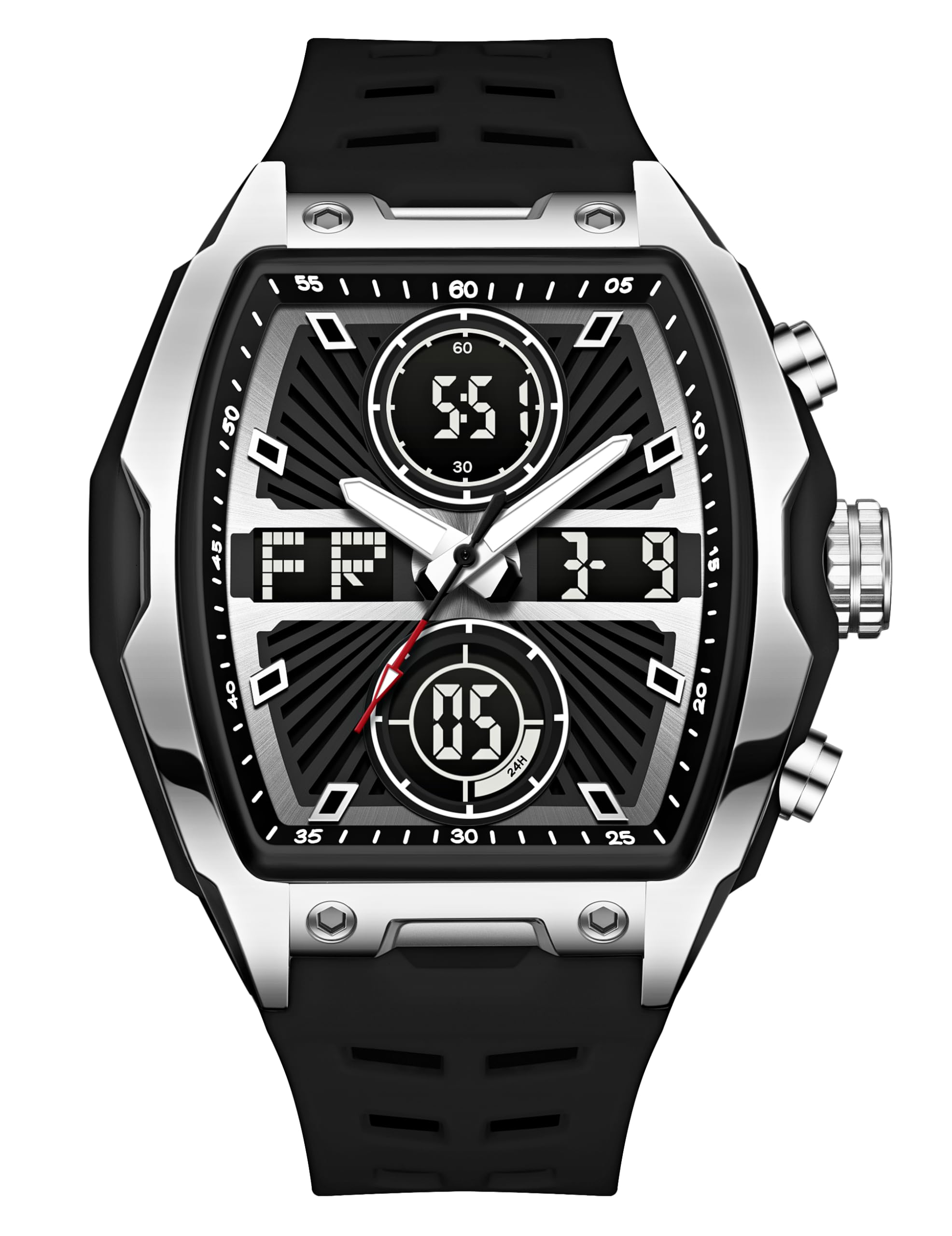Impact-KUBIX 5410 Analog-Digital Watch for Men | Trendy Tonneau Shape | Bold Fashion Performance Watch with 3 Time Zones, Countdown, 50M Water Resistance, Alarm & Stopwatch-image-45
