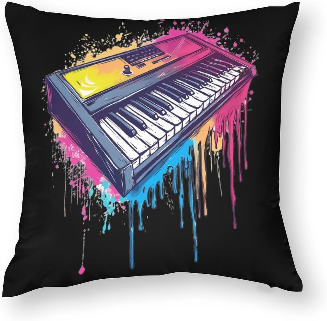 Electronic Keyboard Colorful Dripping Printed Throw Pillow Case 4 Pcs Soft Pillowcases Pillows Covers Sofa Bed Decor 12/14/16/17/18/20/22/24/32 Inches