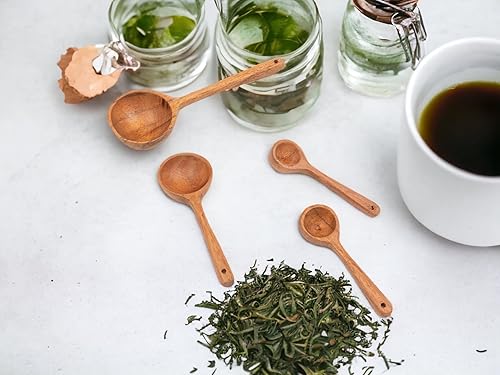 Miniatura 5 de Juego de 4 cucharas medidoras de madera, cucharas medidoras de té, café, para cocina, hornear, utensilios de cocina, herramientas