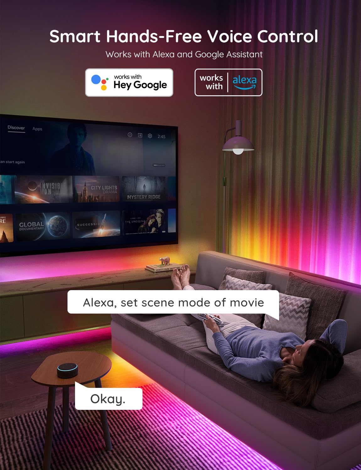 Govee 16.4ft RGBIC LED Strip Lights Work with Alexa and Google Assistant | APP WIFI Control DIY Segmented Color 64 Scene Modes16 Million Colors Music Sync LED Lights for Bedroom Home Decor product thumbnail 5