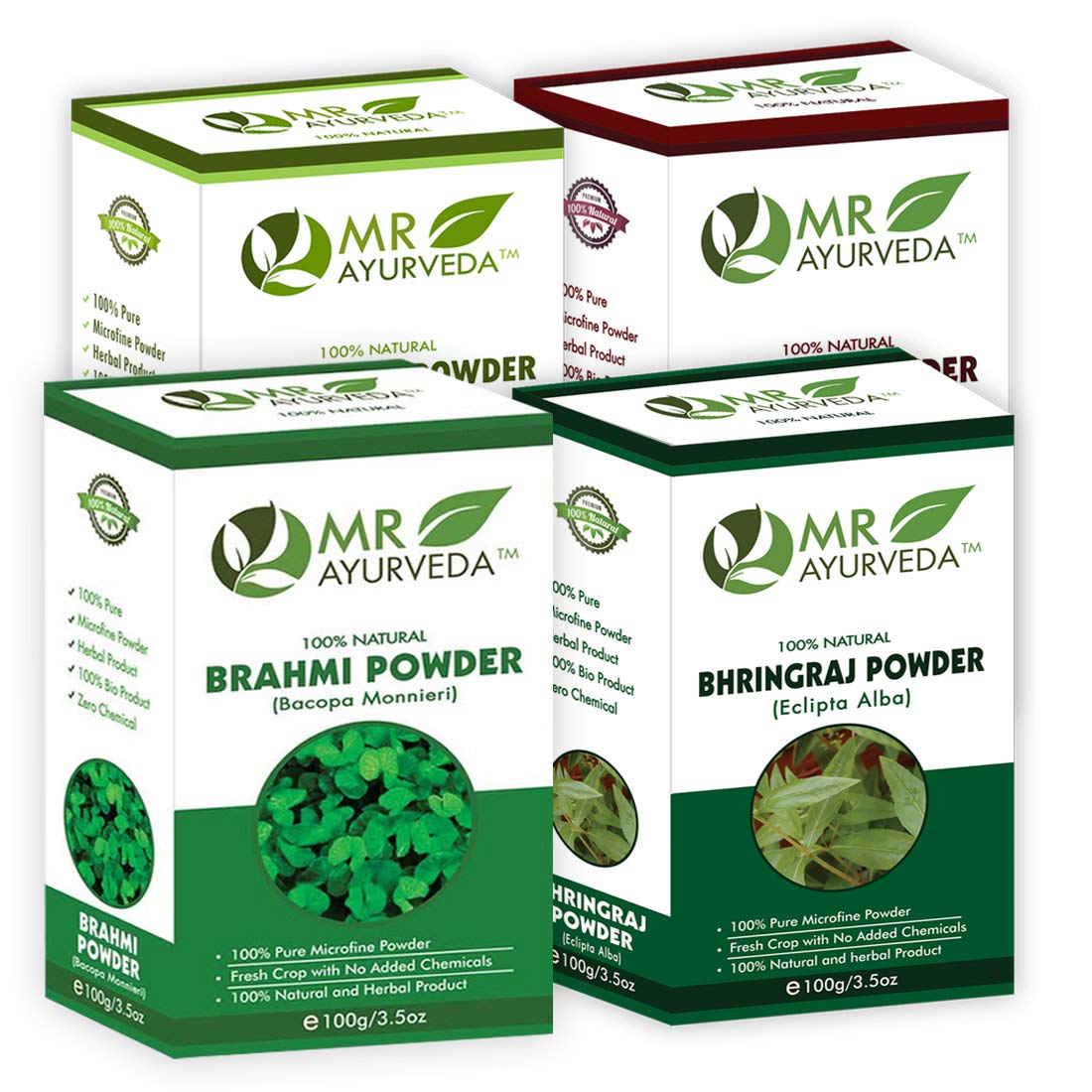 MR Ayurveda 100% Organic Brahmi Powder, Bhringraj Powder, Amla Powder & Shikakai Powder - Set of 4 (100 Grams Each)-image-19