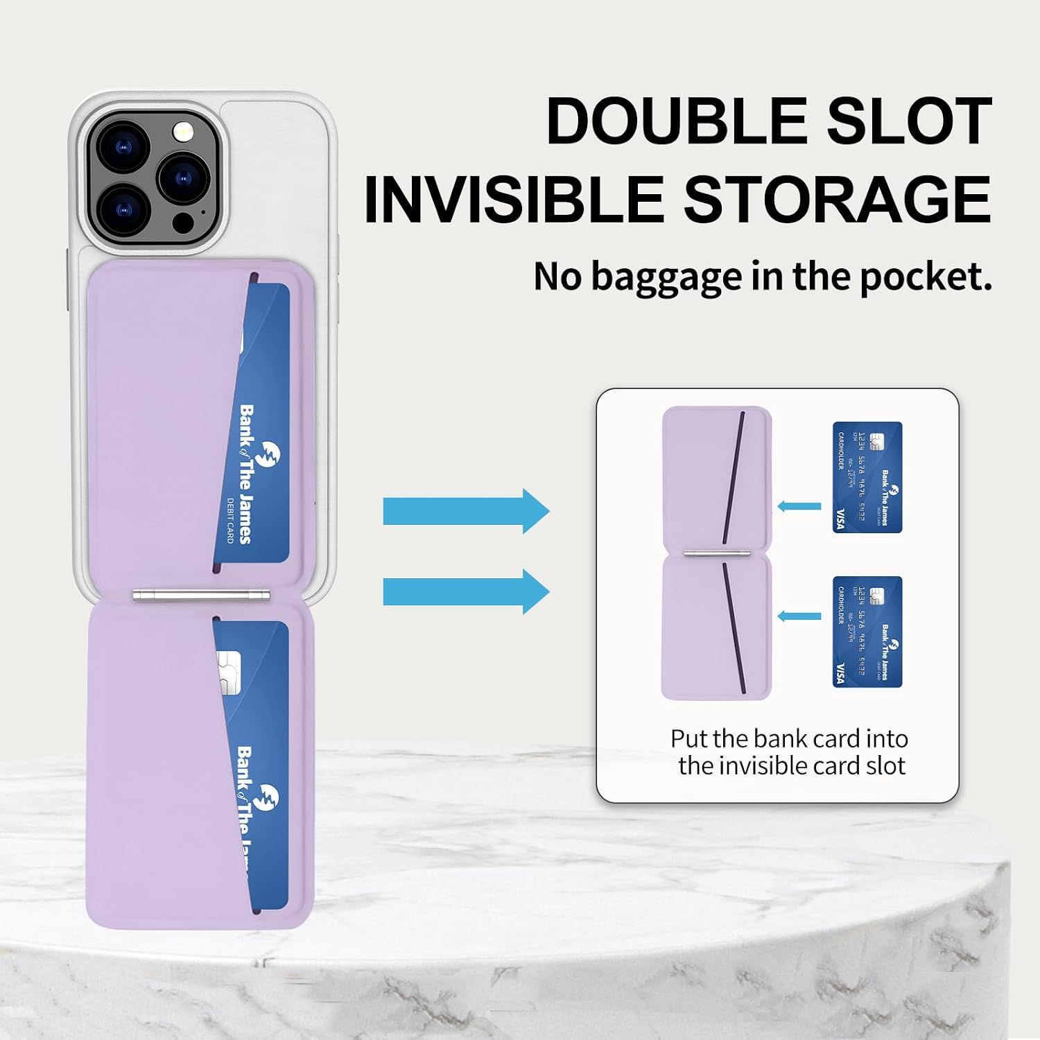 Hualele for Magsafe Wallet with Phone Tripod Stand, Magnetic Phone Wallet Stand Adjustable Leather Magnetic Card Holder Invisible Selfie Stick Tripod for iPhone 16/15/14/13/12 Series, Purple
