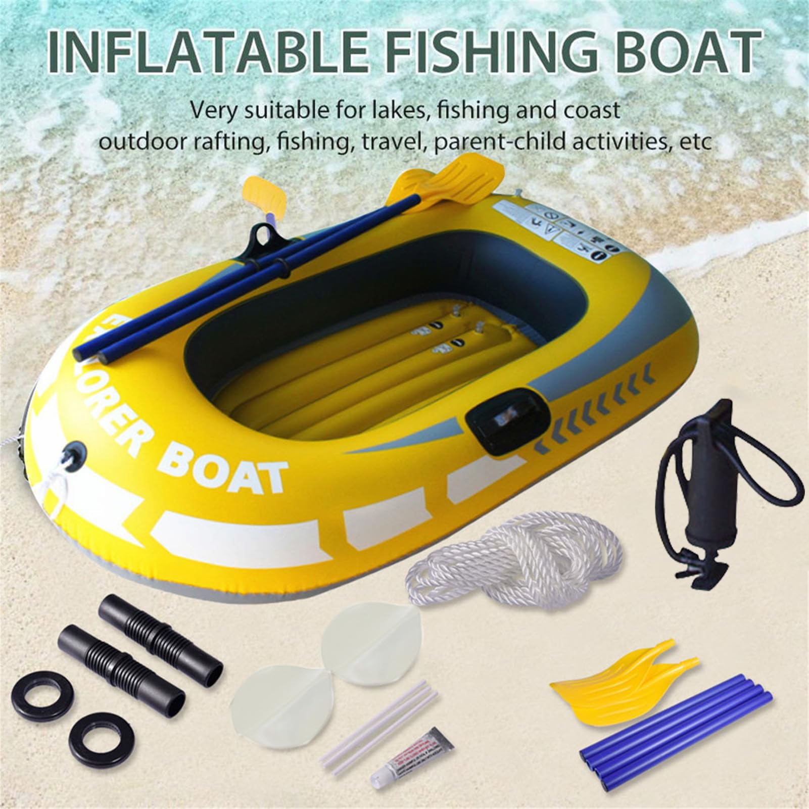 Aufblasbare Kajaks - Sommer Doppel PVC Aufblasbares - Kanu-Fischerboot mit Doppelpaddeln, PVC-Floß für treibendes Angeln im Freien, Wassersport