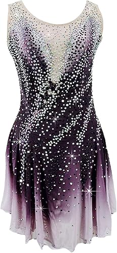 Vestido de patinaje artístico de Spandex de alta elasticidad para mujer, vestido de patinaje sobre hielo, ropa de patinaje profesional, vestido de