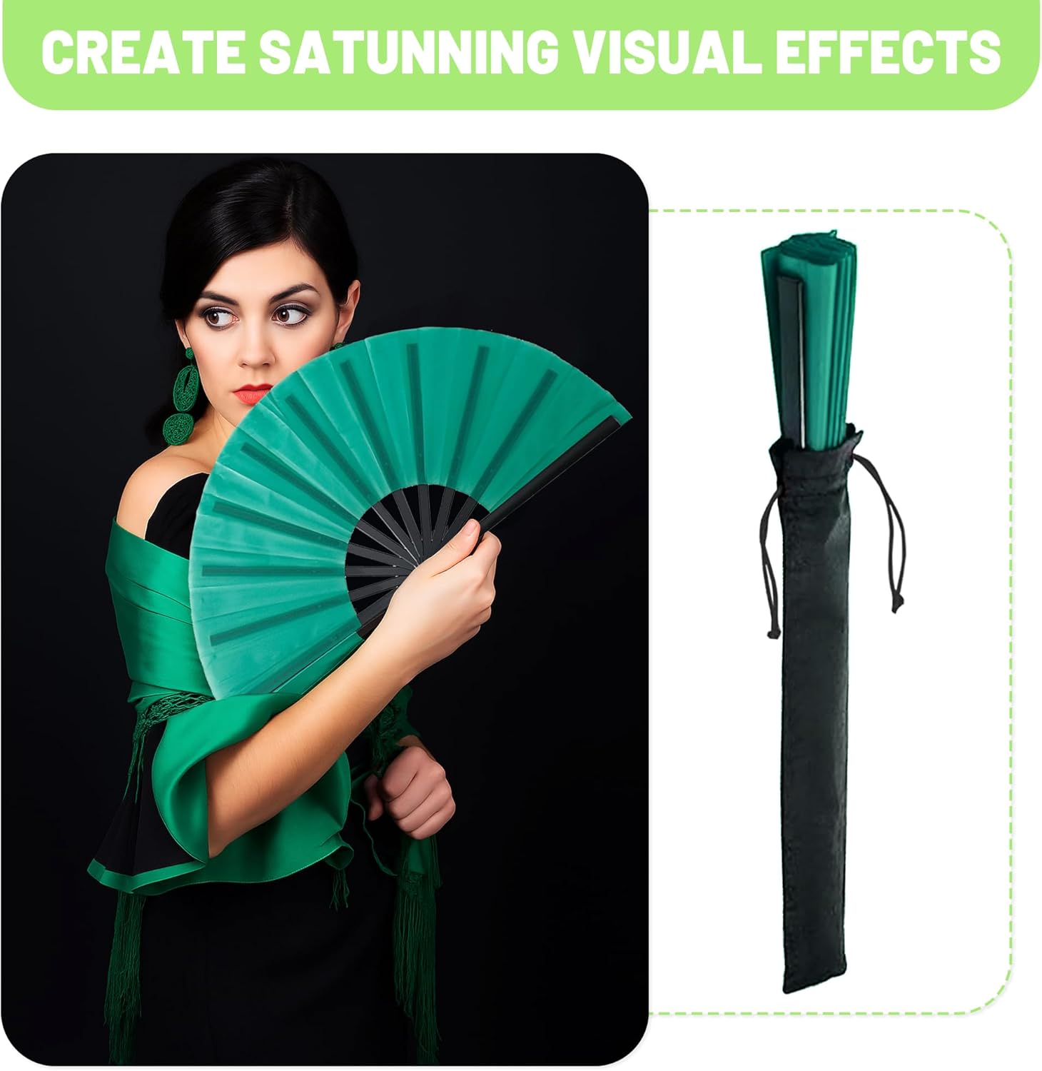 10 Pcs Large Chinese Folding Fans Line Dance Popping Fans Silk Hand Clack Sensus Kung Fu Tai Chi Handheld Sensus for Men Women Festival Line Dancing or Home Decorations Wedding with Fan Holder Sleeves