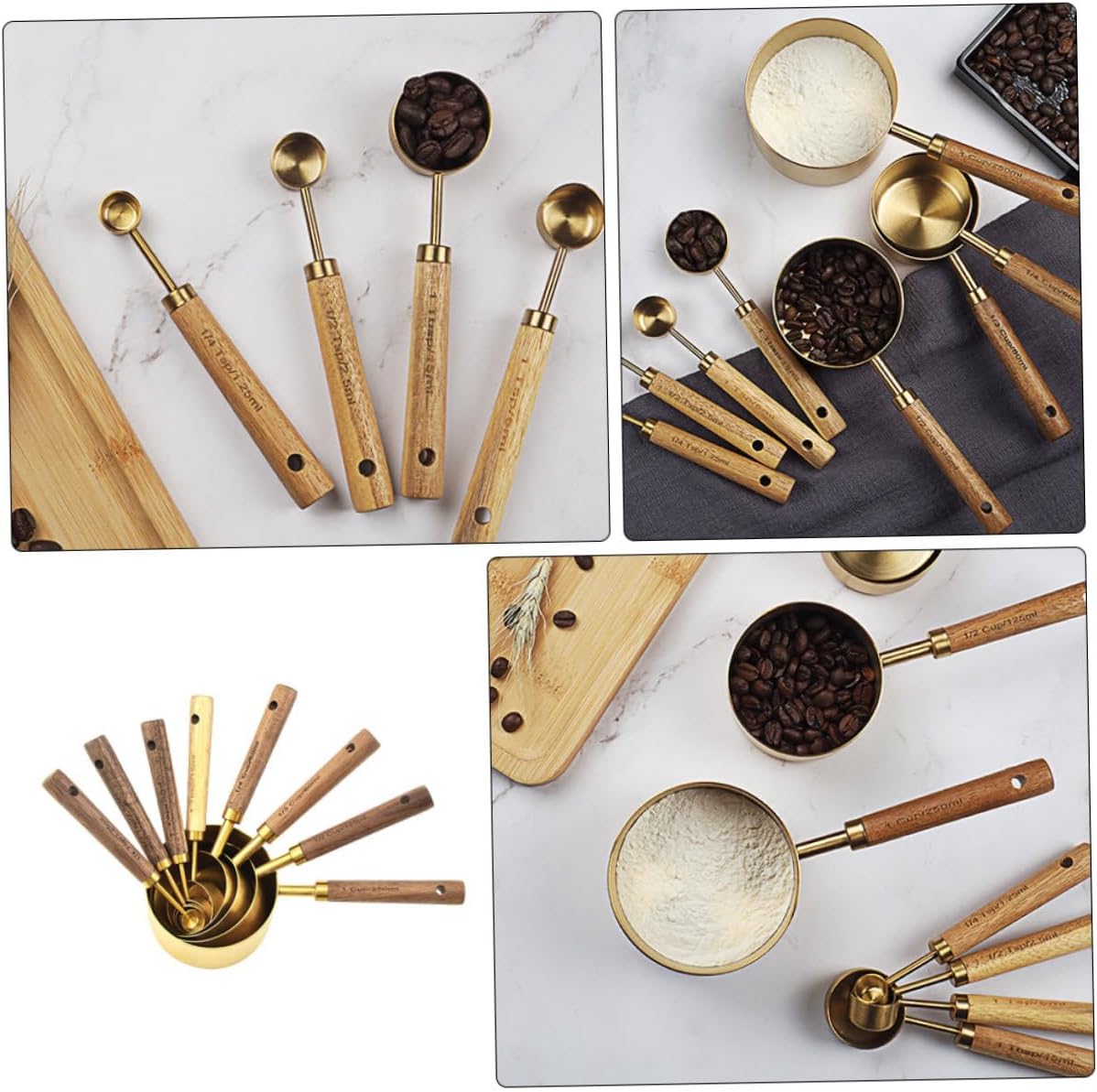 ULTECHNOVO 8pcs Measuring Spoon Stainless Steel Measuring Spoons Holder for Cooking Baking