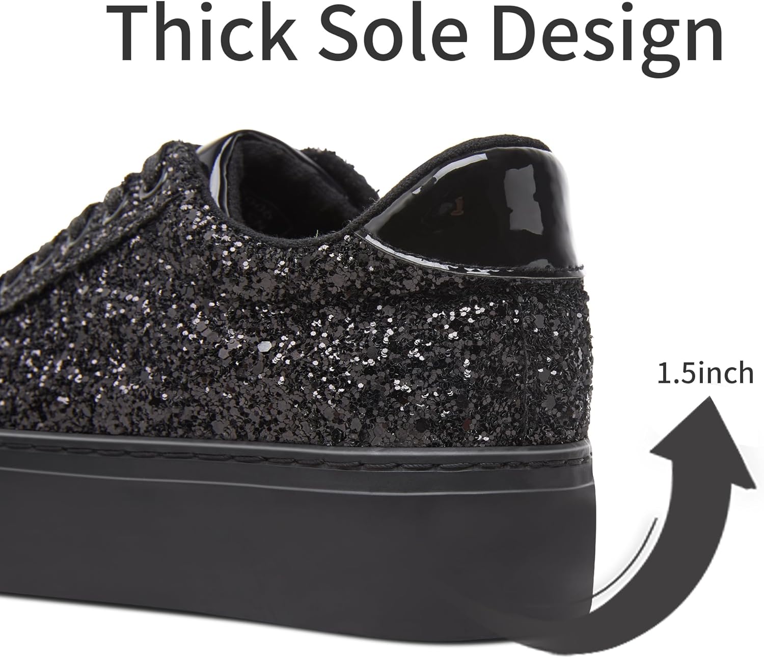 Jeekopeg Glitter Platform Sneakers Women Casual Sequin Sparkly Shoes Bling Thick Sole Walking Shoes Shiny Sequin Wedding Sneakers for Lady - Image 5