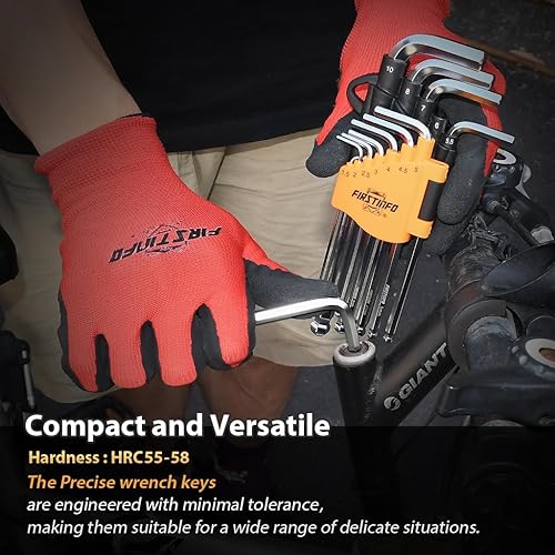 Miniatura 3 de FIRSTINFO H5902ML Juego de llaves Allen de tamaño métricollaves hexagonales con extremo de bola de brazo largo, 12 piezas, construcción de acero