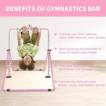 Expandable Gymnastics Bars, Gymnastic Bars for Kids with Adjustable Height, Adjustable Height Gymnastic Horizontal Bars, Folding Gymnastic Training Kip Bar, Children Folding Training Bar for Kids