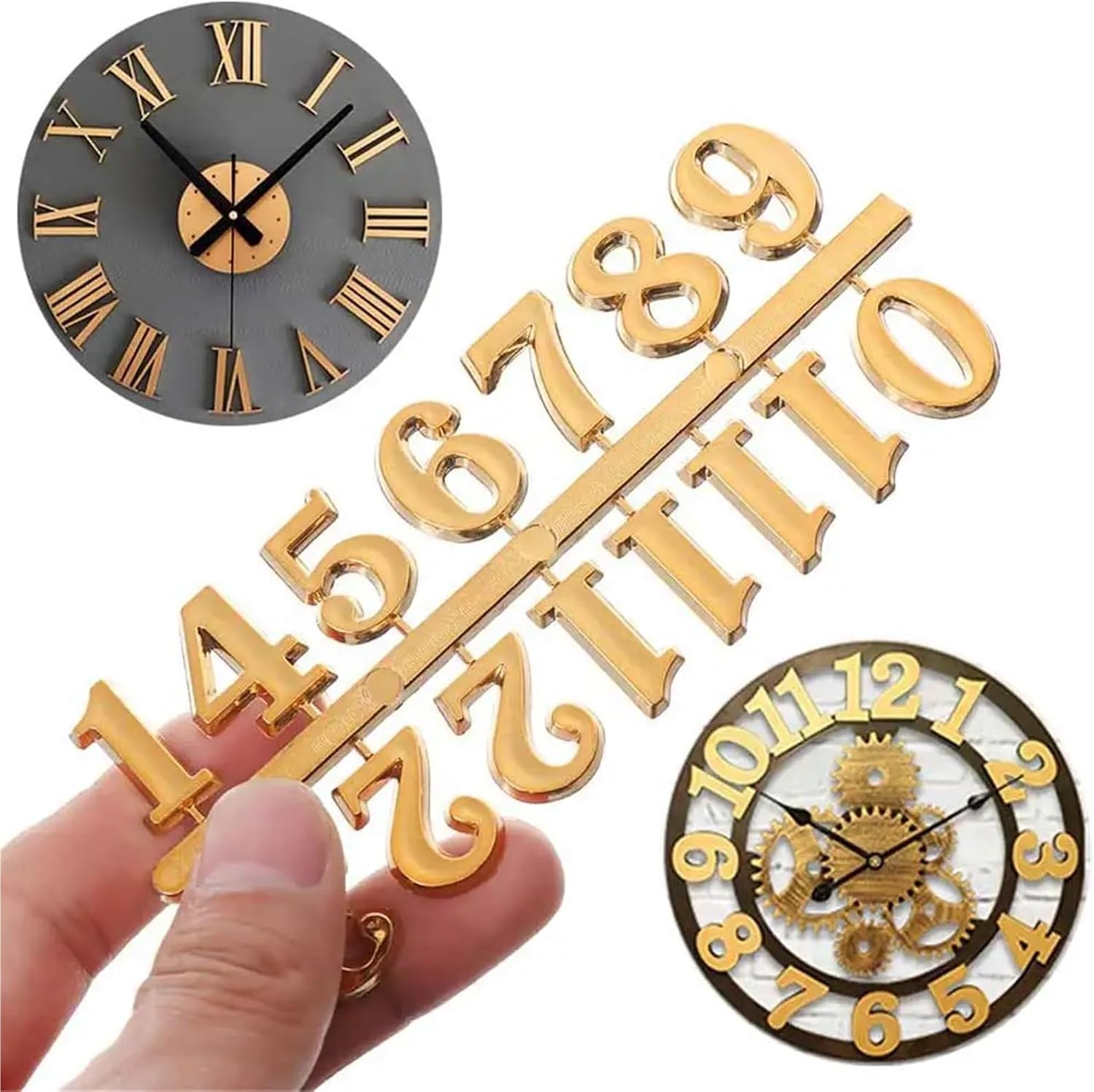 Dnyucen 24pcs Clock Numbers Kit for DIY Replacement, Black Gold Silver Arabic Roman Numerals