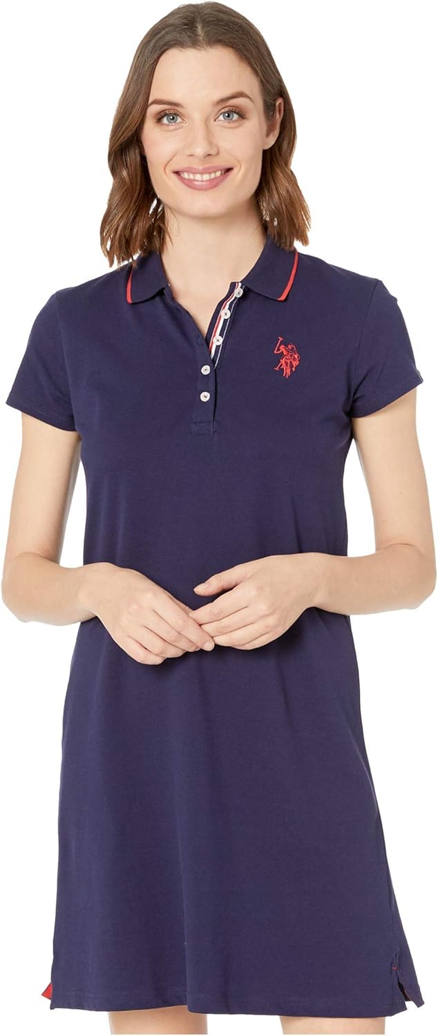 U.S. Polo Assn. Solid Polo Dress Evening Blue SM Clothing