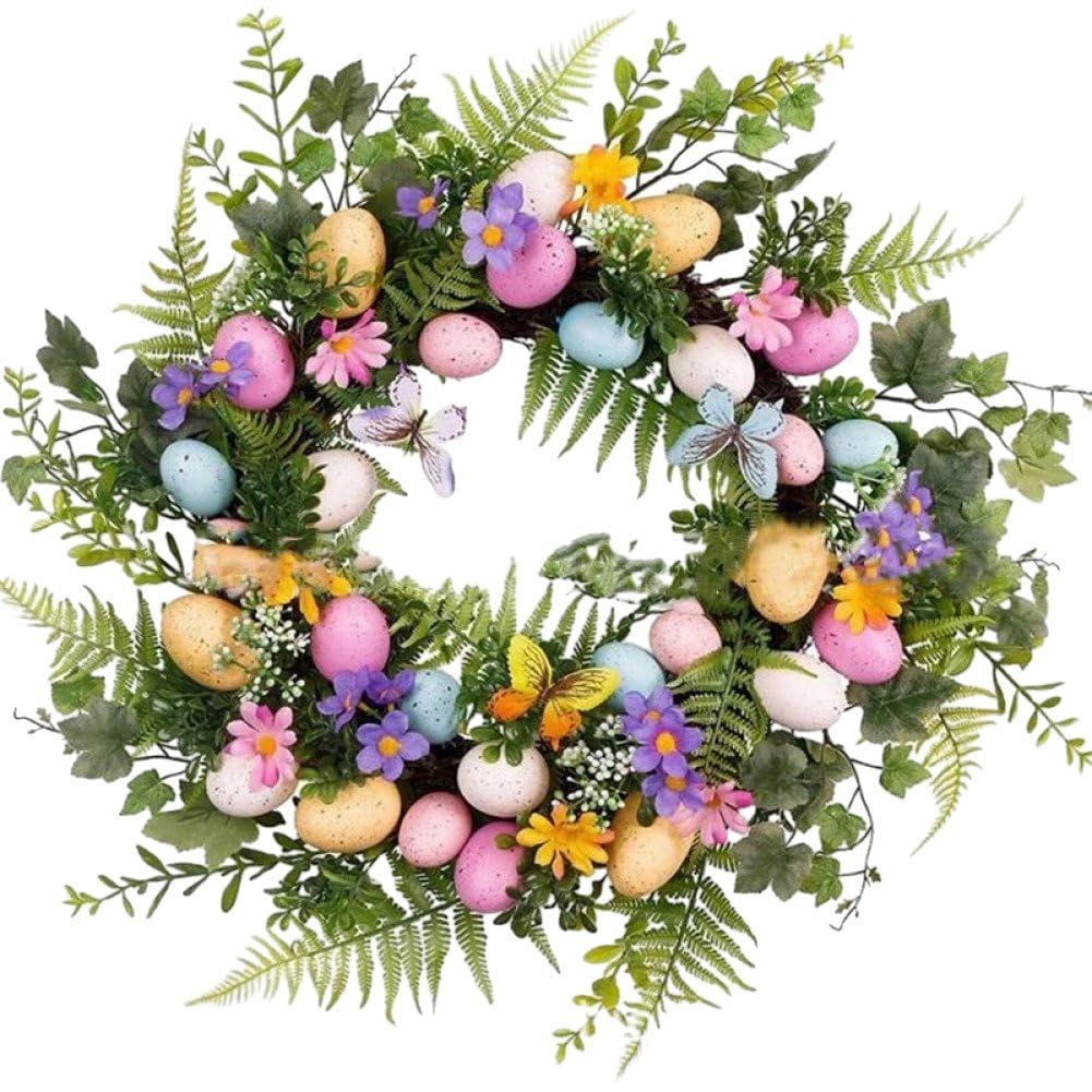 Couronne d'œufs de Pâques de printemps pour décoration de porte
