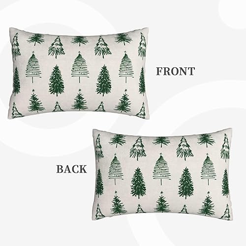 Miniatura 2 de AEIOAE Juego de 2 fundas de almohada de Navidad de 12 x 20 pulgadas, fundas de cojín verdes con árboles de Navidad, fundas decorativas para