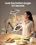 Ring Light with Stand and Magnetic Phone Holder for Desk,10” Circle Ringlight for iPhone with MagSafe-Compatible Holder,Overhead Phone Mount Tripod for Recording,Selfie,Streaming,Makeup,TikTok,YouTube