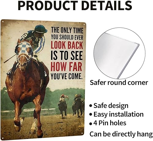 Miniatura 4 de Letrero de metal de lata con texto en inglés "The Only Time You Should Ever Look Back is to See How Far You've Come", decoración divertida para el