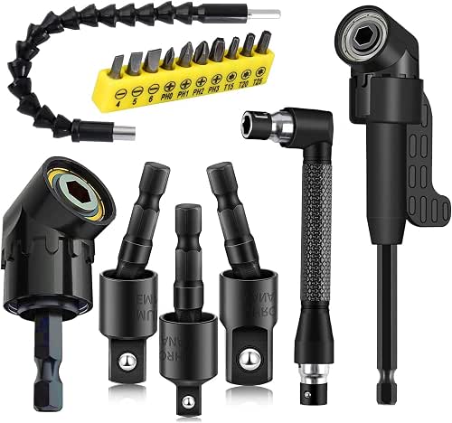 17Pcs Flexible Drill Bit Extension, Include 3Pcs Rotatable Socket Adapter
