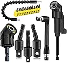 17Pcs Flexible Drill Bit Extension, Include 3Pcs Rotatable Socket Adapter 2Pcs Hex Shank 105° Right Angle Drill Attachment 10 Short Screwdriver Bits 90° Angled Bits and Bendable Extension