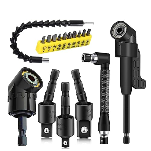 17Pcs Flexible Drill Bit Extension, Include 3Pcs Rotatable Socket Adapter