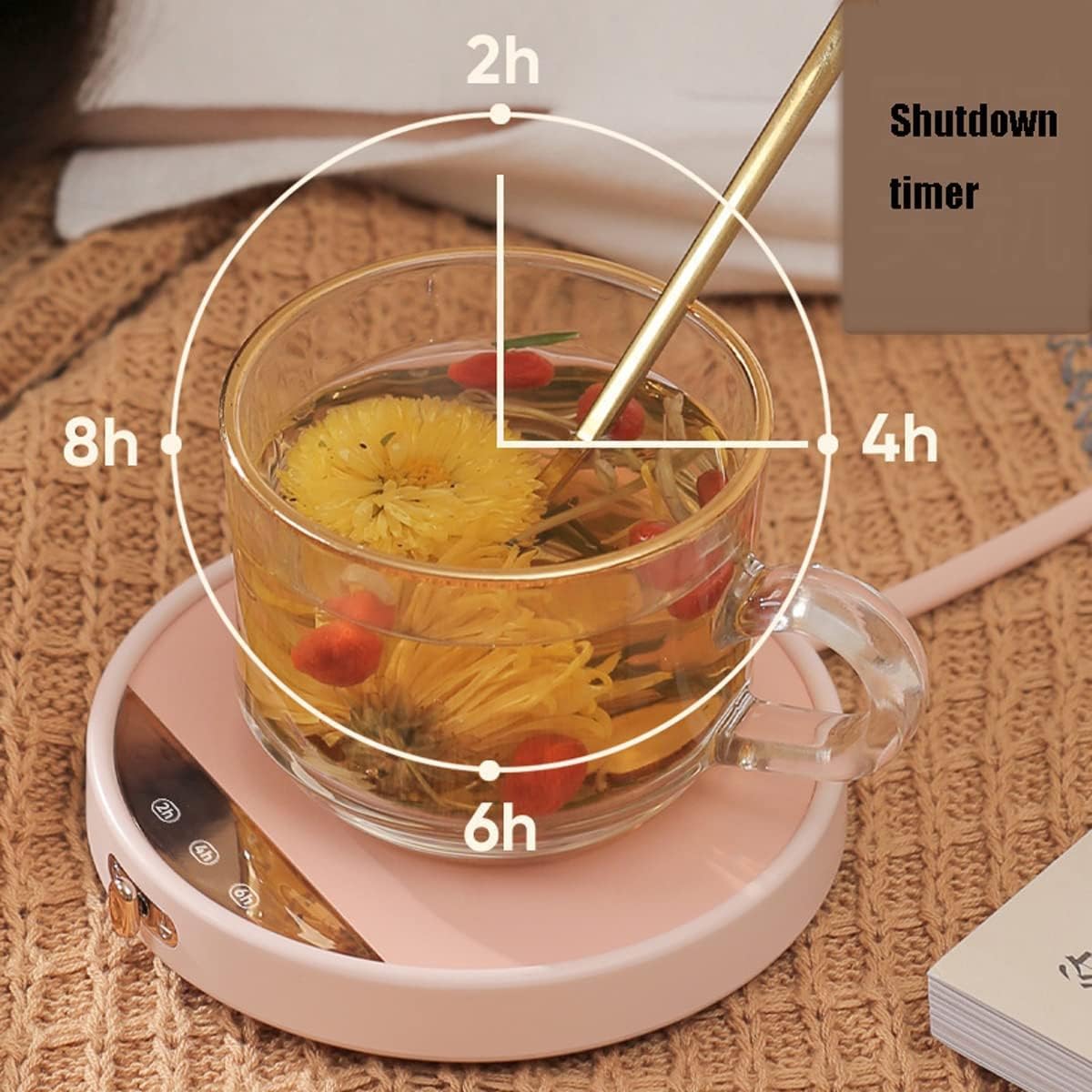 Coffee Mug Warmer 3 Temperature Setting Smart Electric Cup Heater Digital Display Beverage Heating Plate for Coffee Milk Tea Cocoa (Color : Green) (White)