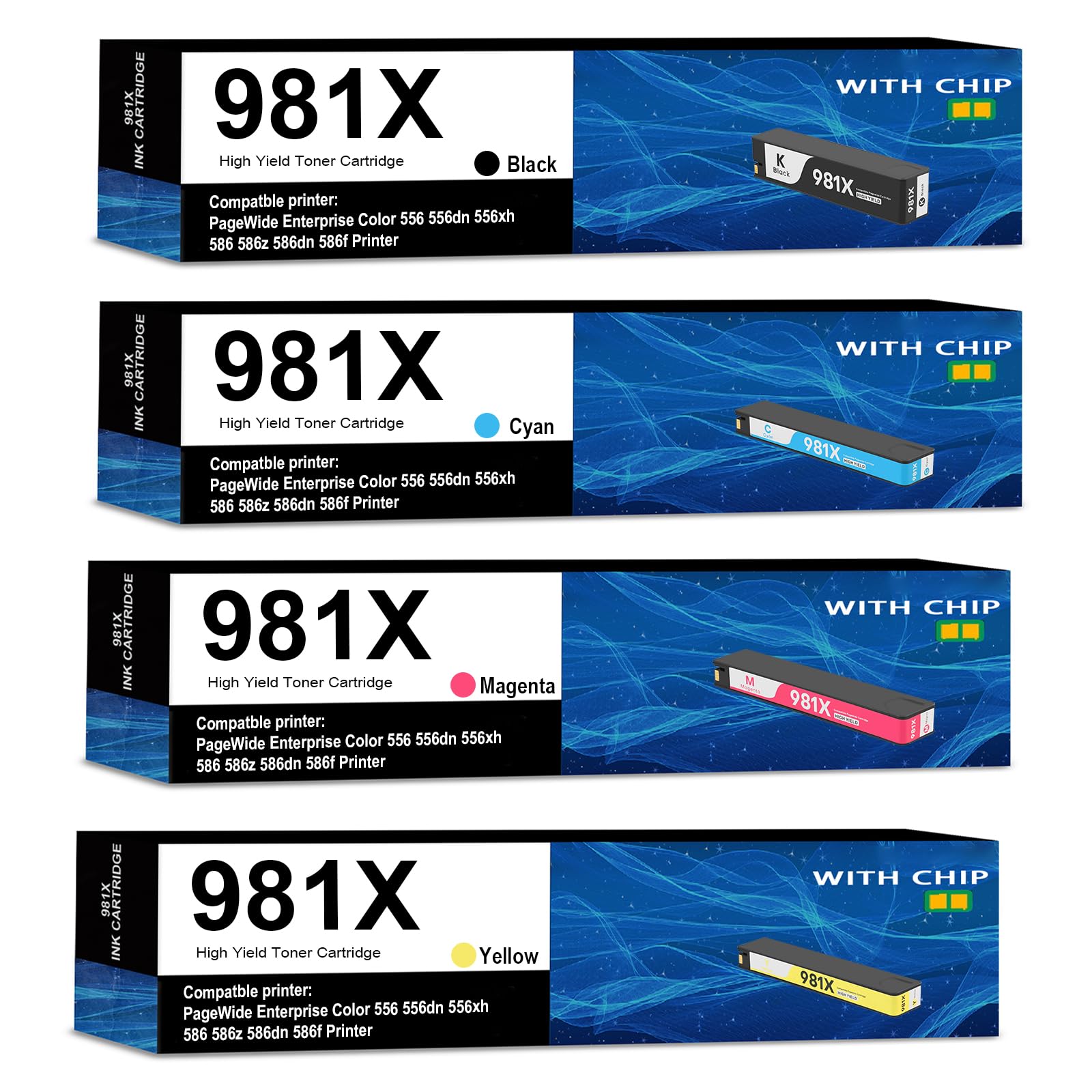 High Yield 981X Ink Cartridges Compatble for HP 981X Ink Cartridge Use for PageWide Enterprise Color 556 556dn 556xh 586 586z 586dn 586f Printer (