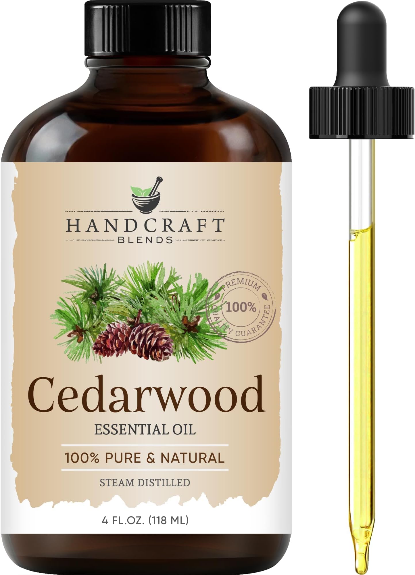 Cedarwood Essential Oil – Huge 4 Fl Oz – 100% Pure and Natural – Premium Grade Essential Oil for Diffuser and Aromatherapy, Skin, Massage, Candle and Soap Making Fragrance