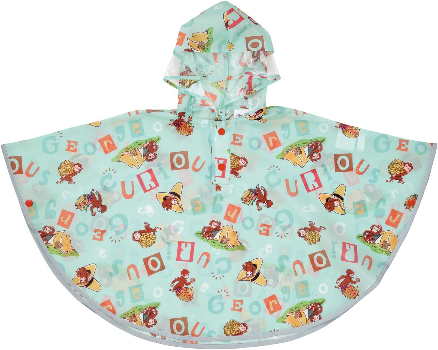 Skater - Rain poncho for children, suitable for height from 80 to 100 cm, the Curious George Alphabet for boys and girls RAPO2-A