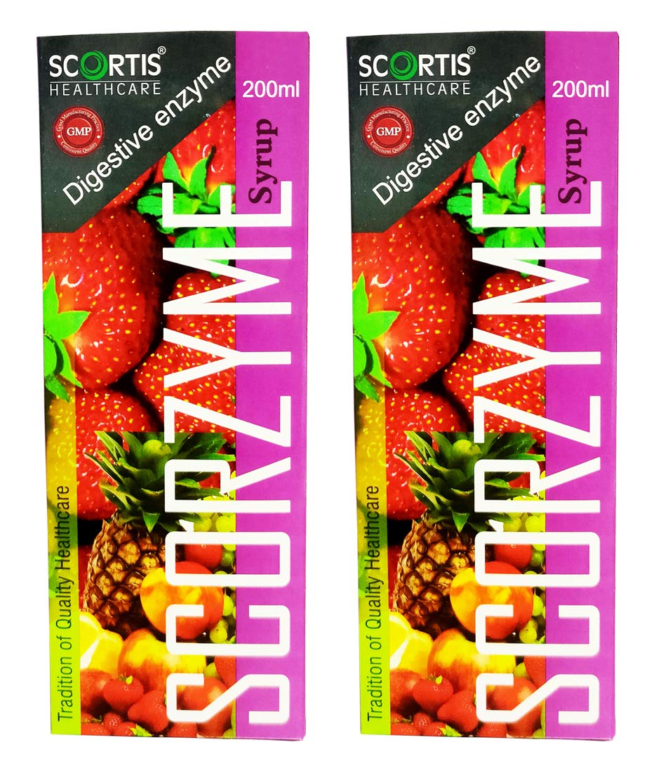 SCORTIS HEALTH CARESCORTIS HEALTH CARE Scorzyme Syrup-200 Ml X 2,Ayurvedic Medicine For Indigestion,Constipation,Gas,Loss Of Appetite|Effective Relief From Constipation| Helps Improve Digestive Immunity