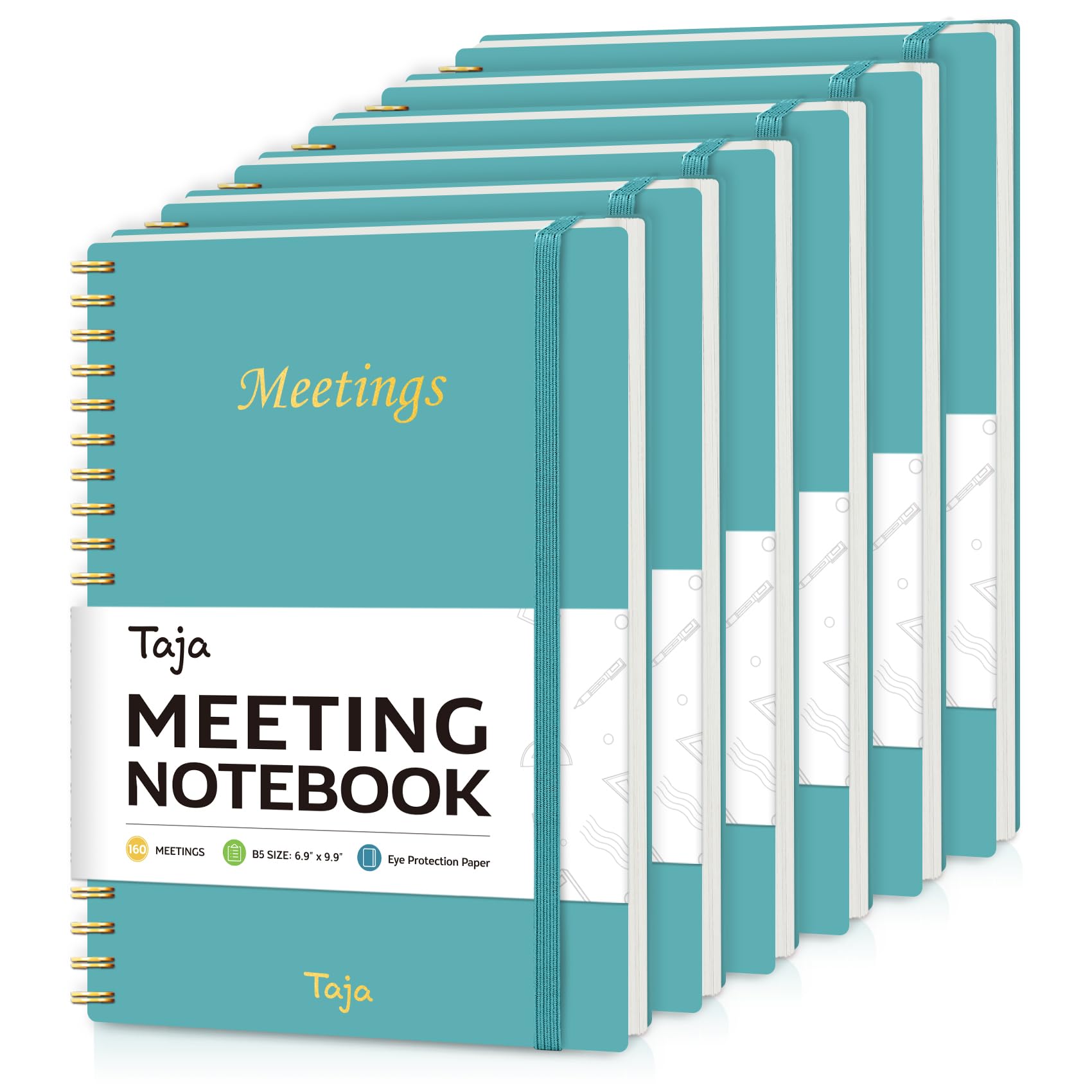 Paquete de 6 cuadernos de reuniones para organización del trabajo, cuaderno planificador de trabajo con elementos de acción, agenda para tomar notas, 160 páginas (6.9 x 9.9 pulgadas), organizador de