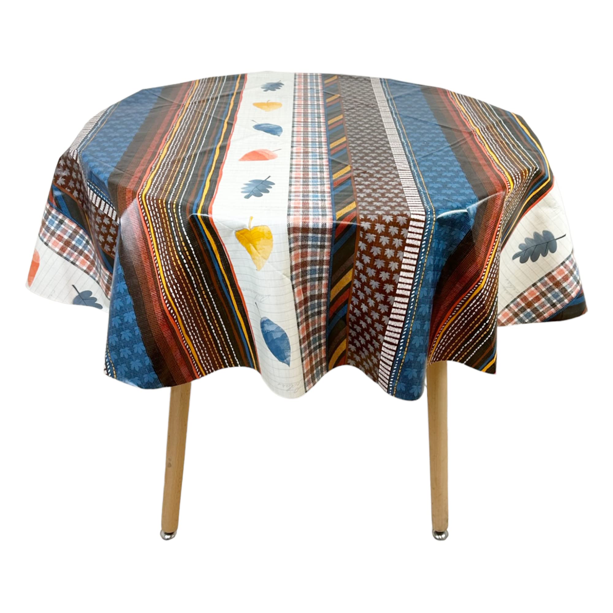 Jolie Max Round PVC Tablecloth - 140 cm Diameter, Leaf Design, Waterproof and Wipe Clean Table Cover for Indoor and Outdoor Use