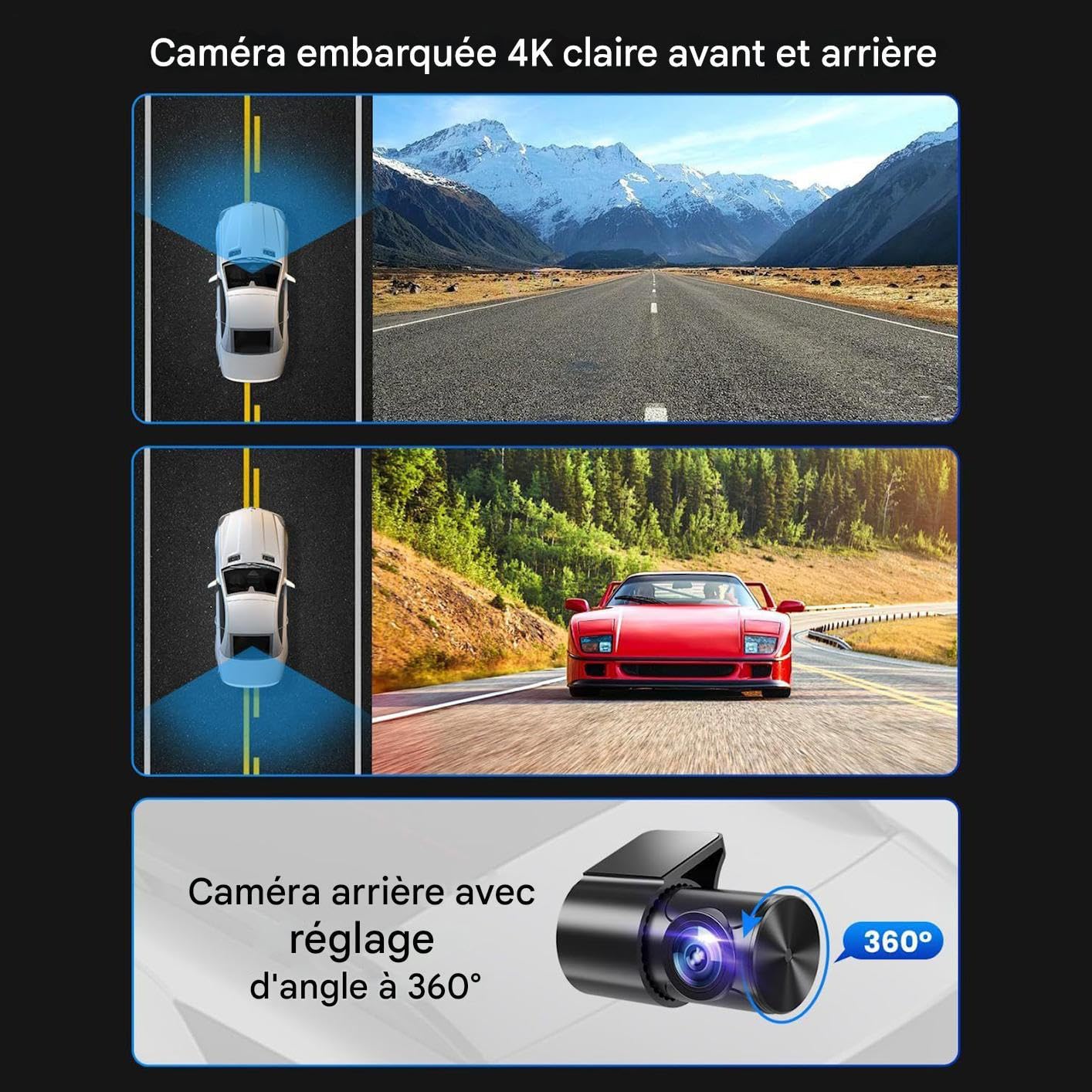Macchina Fotografica 'automobile | Registratore 4K Visione Guida Wireless - Videocamera con Schermo Da 10 Cm E Posteriore | per Veicolo Parcheggio Registrazione Sicurezza