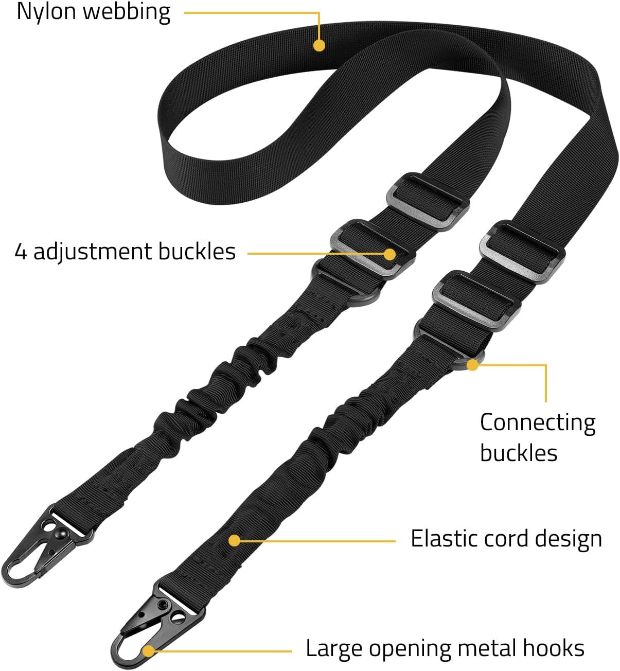 CVLIFE Two Points Rifle Sling with Length Adjuster Traditional Sling with Metal Hook for Outdoors