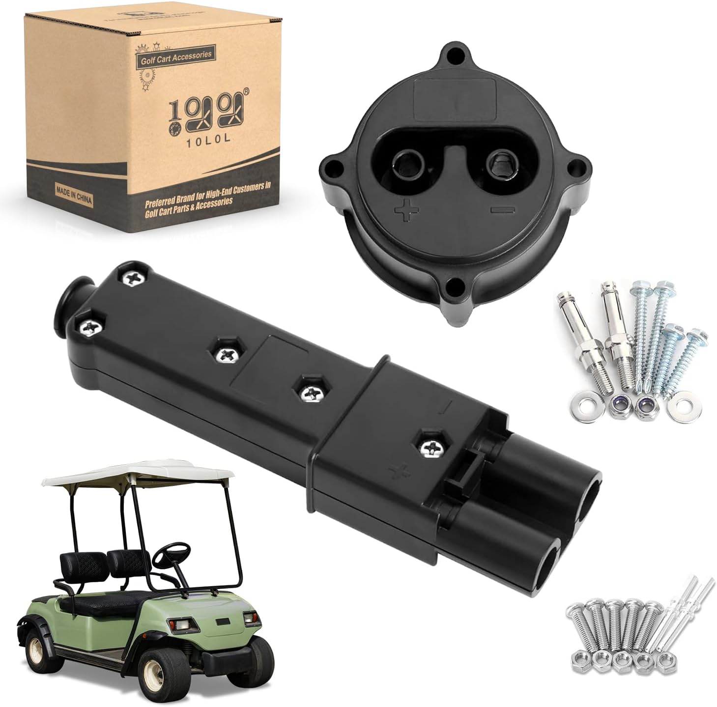 10L0L Golf Cart MAC DC 48V Charger Plug Powerwise Receptacle Kit for Yamaha G19 G22 Electric Model OEM# JR1-H6181-02-00 JR1-H235A-00