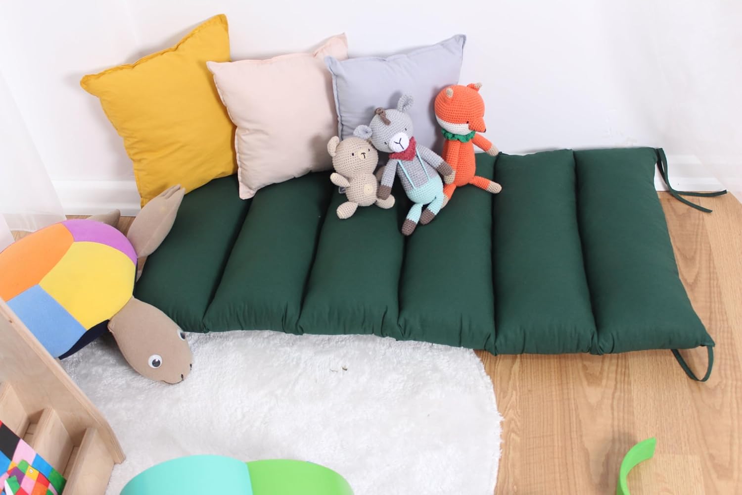 Toddler Cushion for Climbing Arch Montessori Rocker Cushion Set Climbing Arch Pillow Floor Cushion Toddler Nap Mat - Green