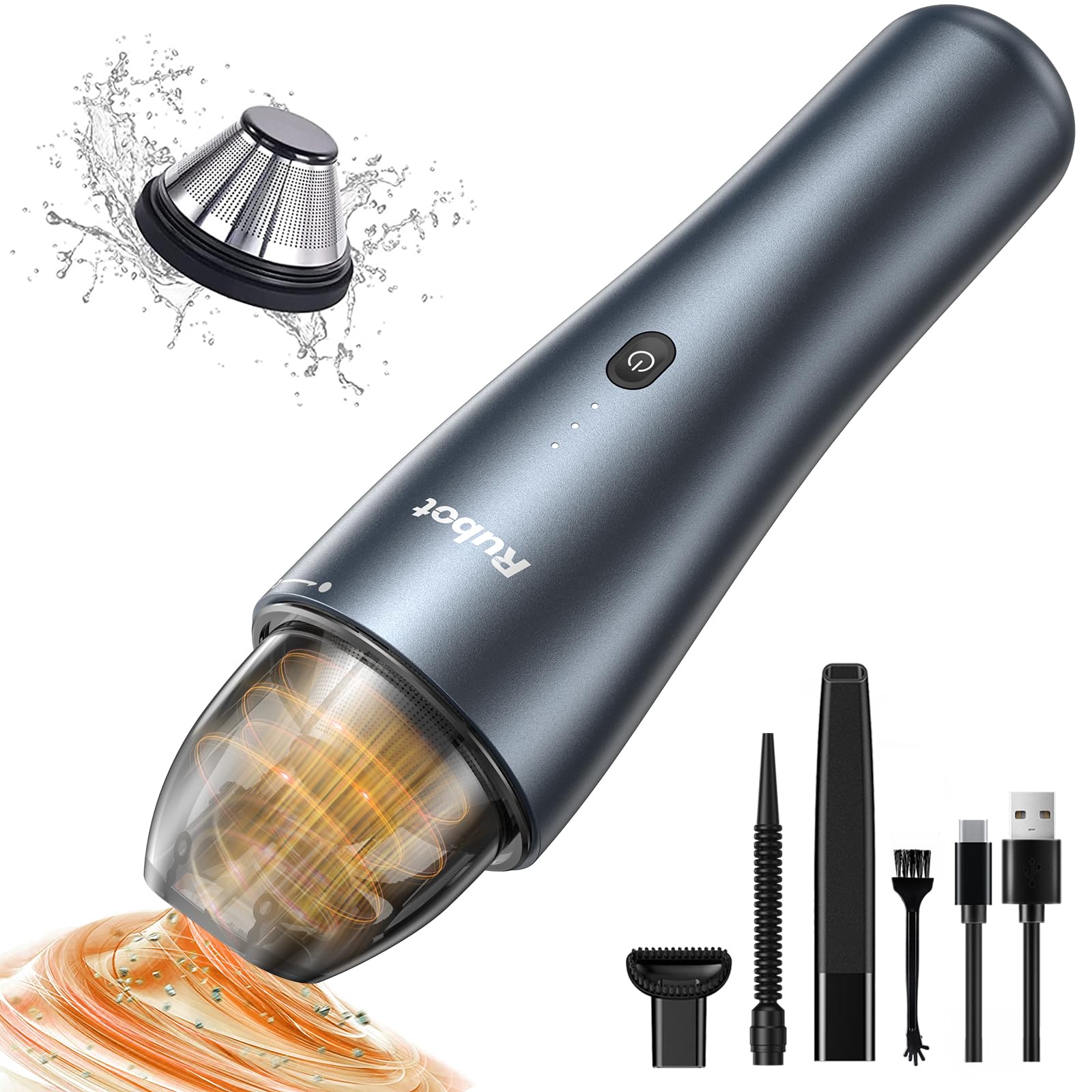 RUBOT Mini Car Vacuum, Desk Vacuum Cleaner Handheld Vacuum Cordless,Portable Car Vacuum for Home/Car/Office-Misty Blue(P02P)