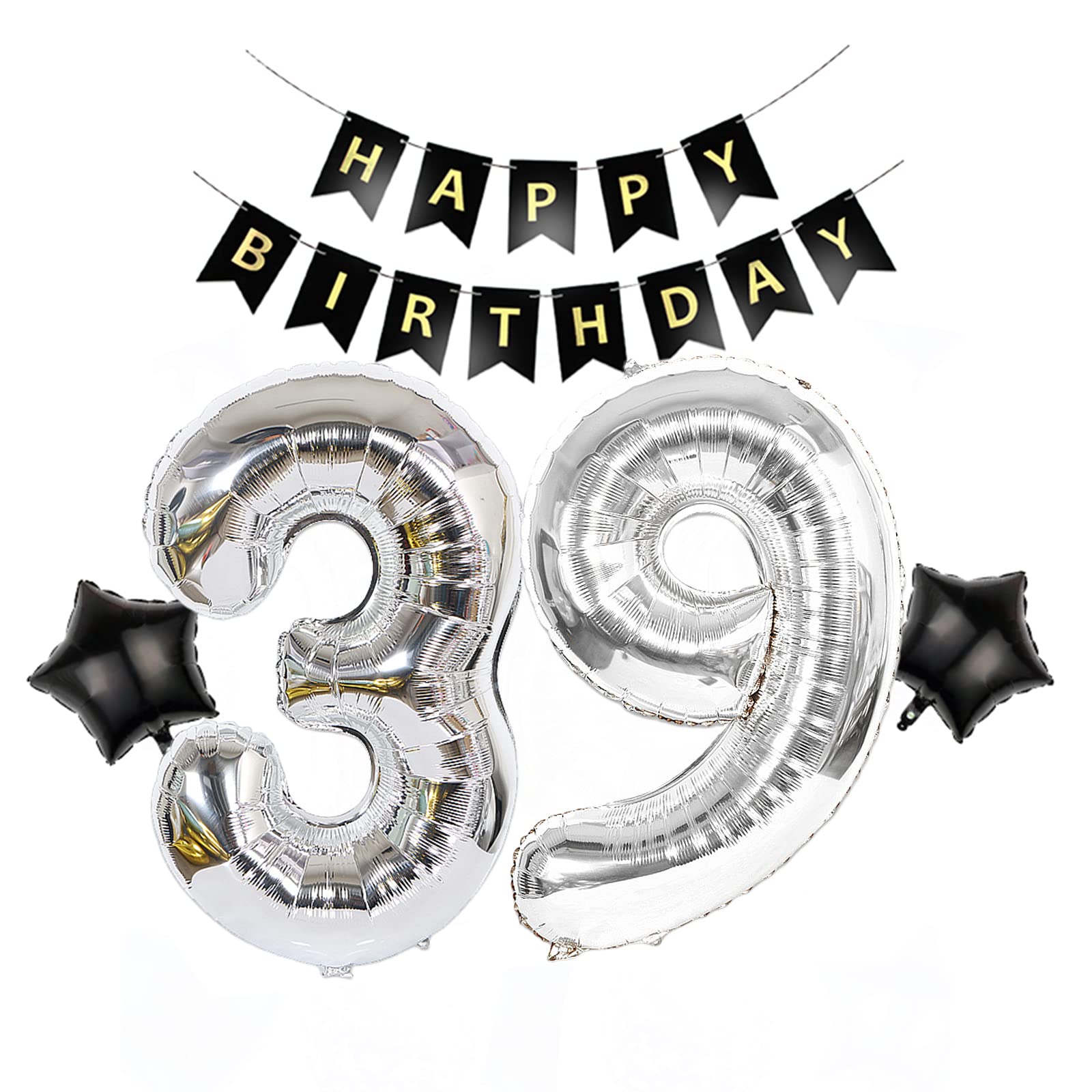 85 Birthday Decoration Happy Birthday Banner Balloons Garland Cupcake Toppers Purple...